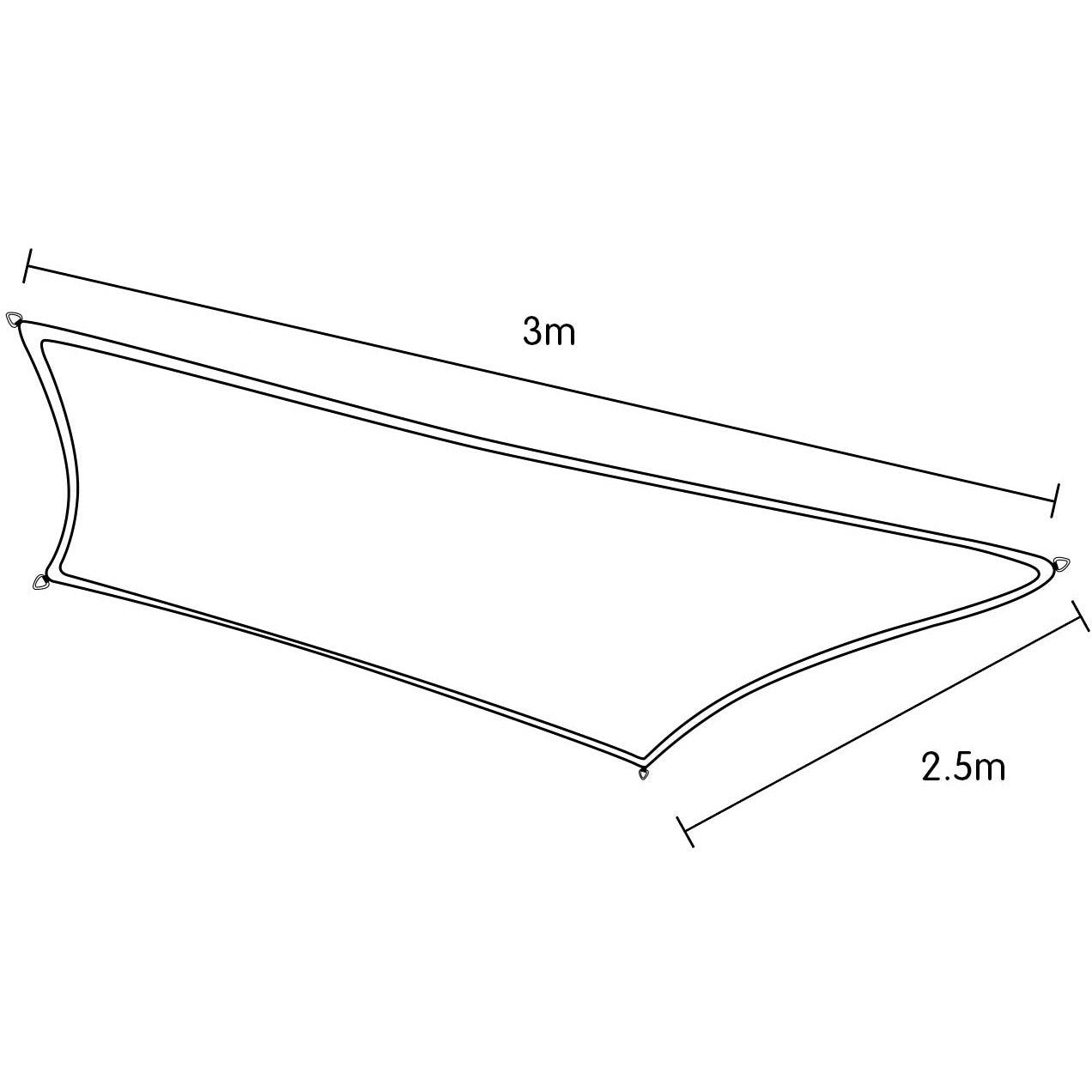 Wallaroo Rectangular Shade Sail 3m x 2.5m - Grey