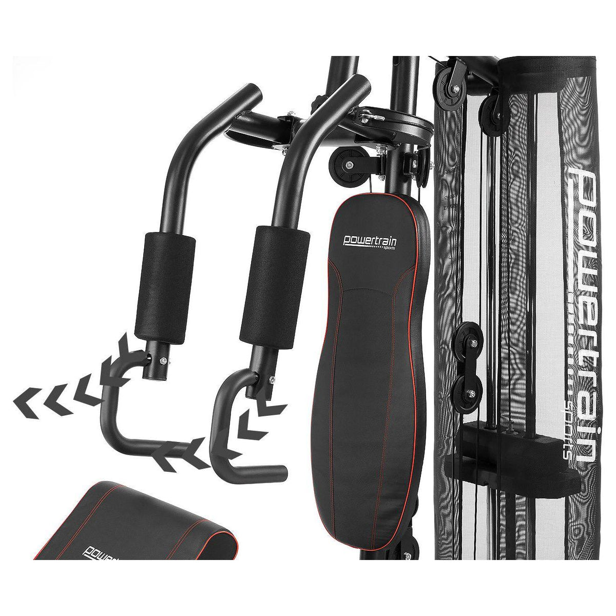 Powertrain Multi Station Home Gym With 68kg Weights Preacher Curl Pad