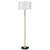 Sarantino Metal Floor Lamp Brushed Brass Finish with White Shade