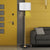 Sarantino Metal Floor Lamp Brushed Brass Finish with White Shade