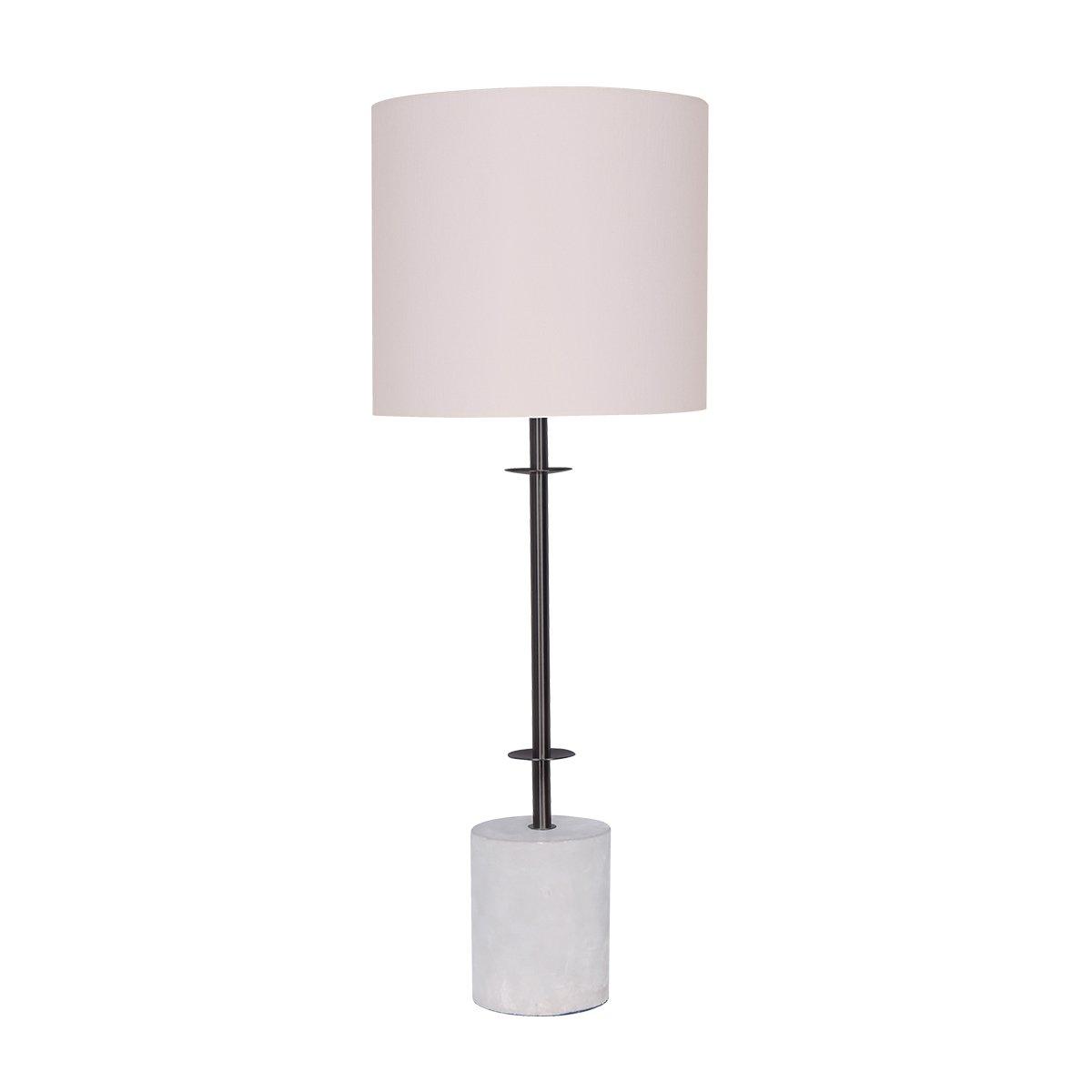 Sarantino Concrete &amp; Metal Table Lamp with Off-White Linen Shade