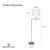 Sarantino Metal Floor Lamp in Antique Brass Finish with Cream Linen Fabric Shade