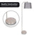 Sarantino Metal Task Floor Lamp Nickel Finish with Grey Fabric Shade