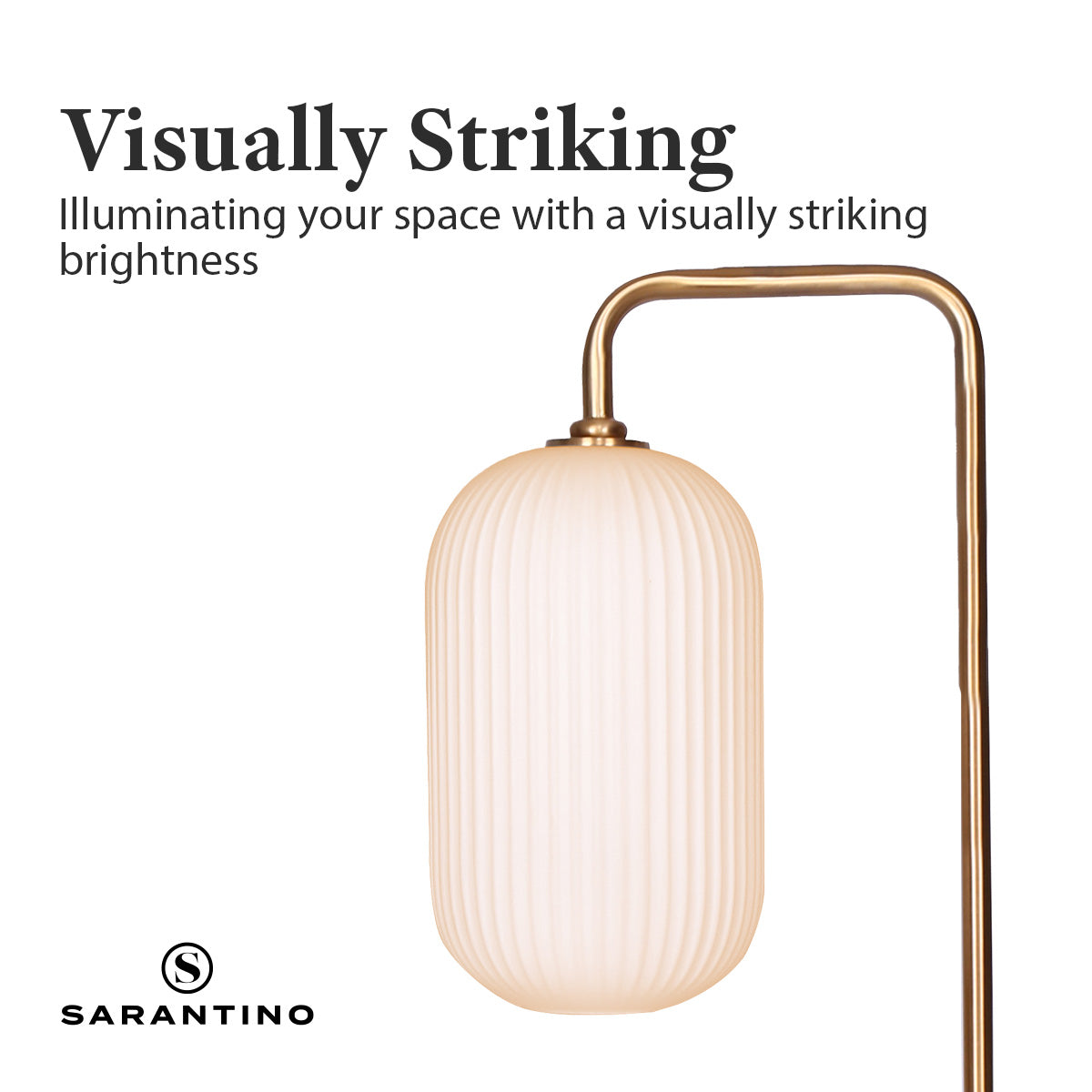 Sarantino Metal Floor Lamp With Opal Glass Shade
