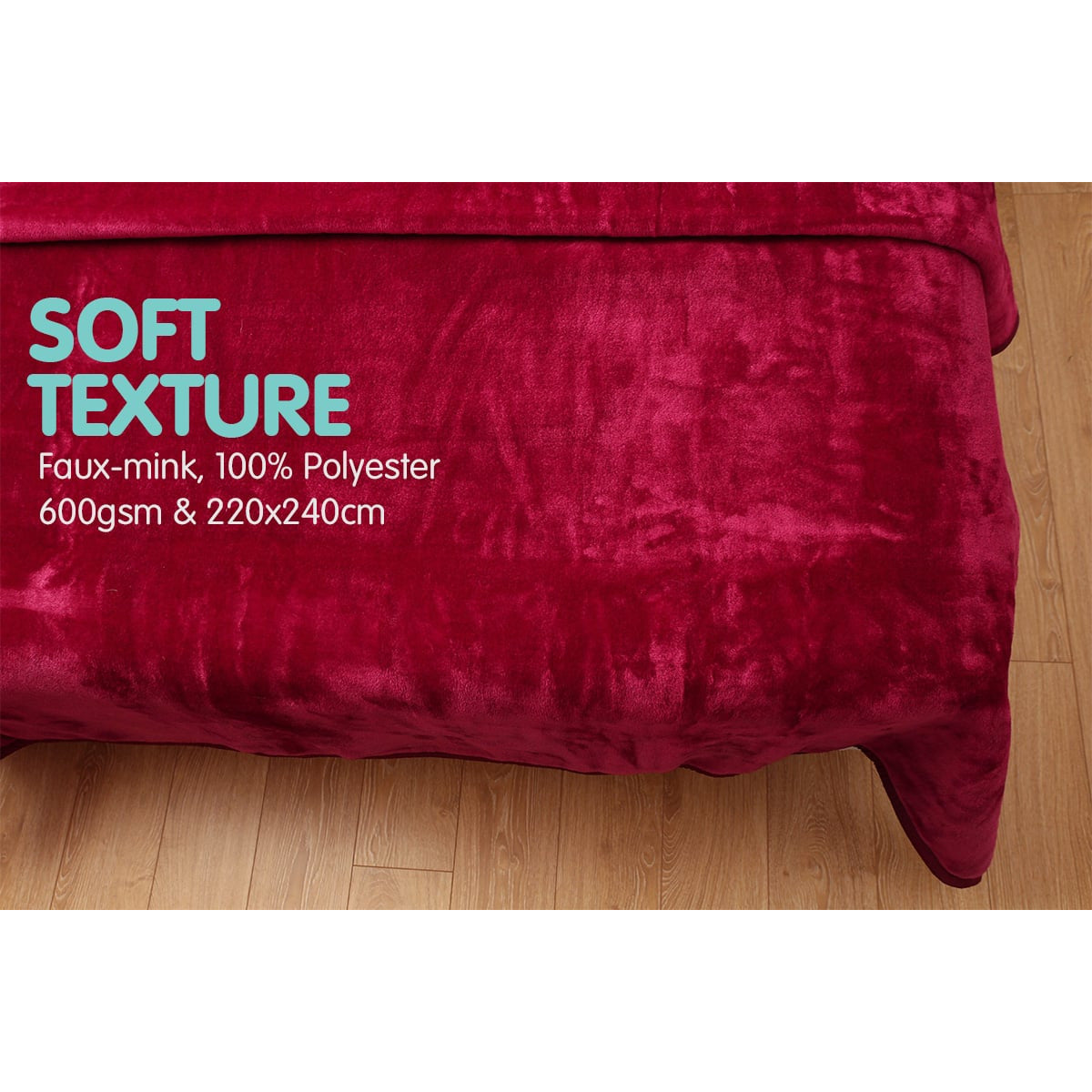 Laura Hill Mink Blanket Double Sided Queen Size Soft Plush Bed Faux Throw Rug 220 X 240cm