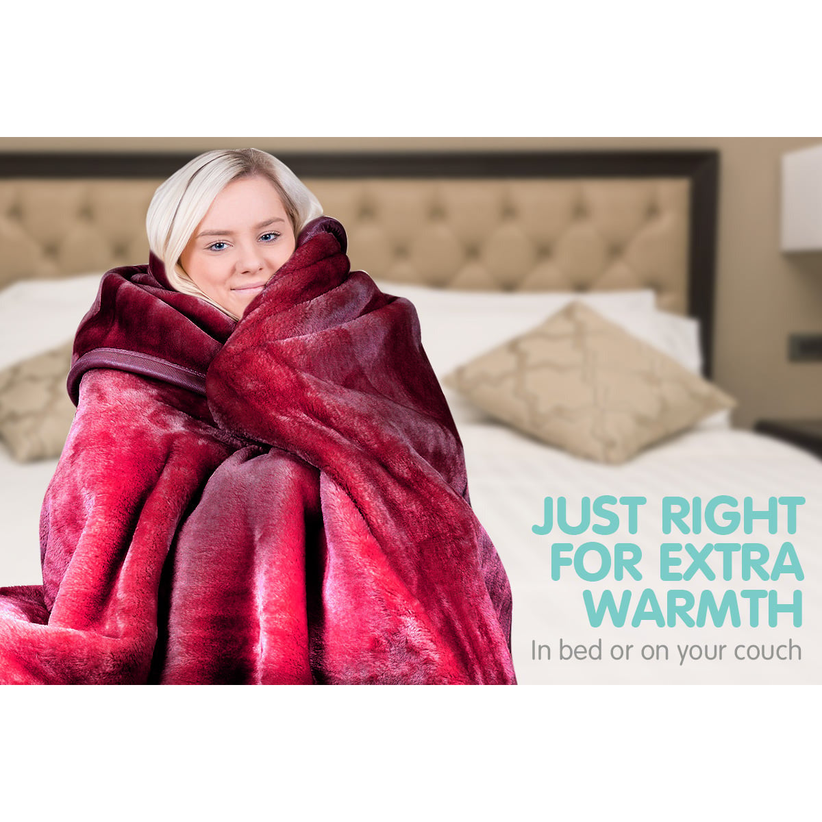 Laura Hill Mink Blanket Double Sided Queen Size Soft Plush Bed Faux Throw Rug 220 X 240cm