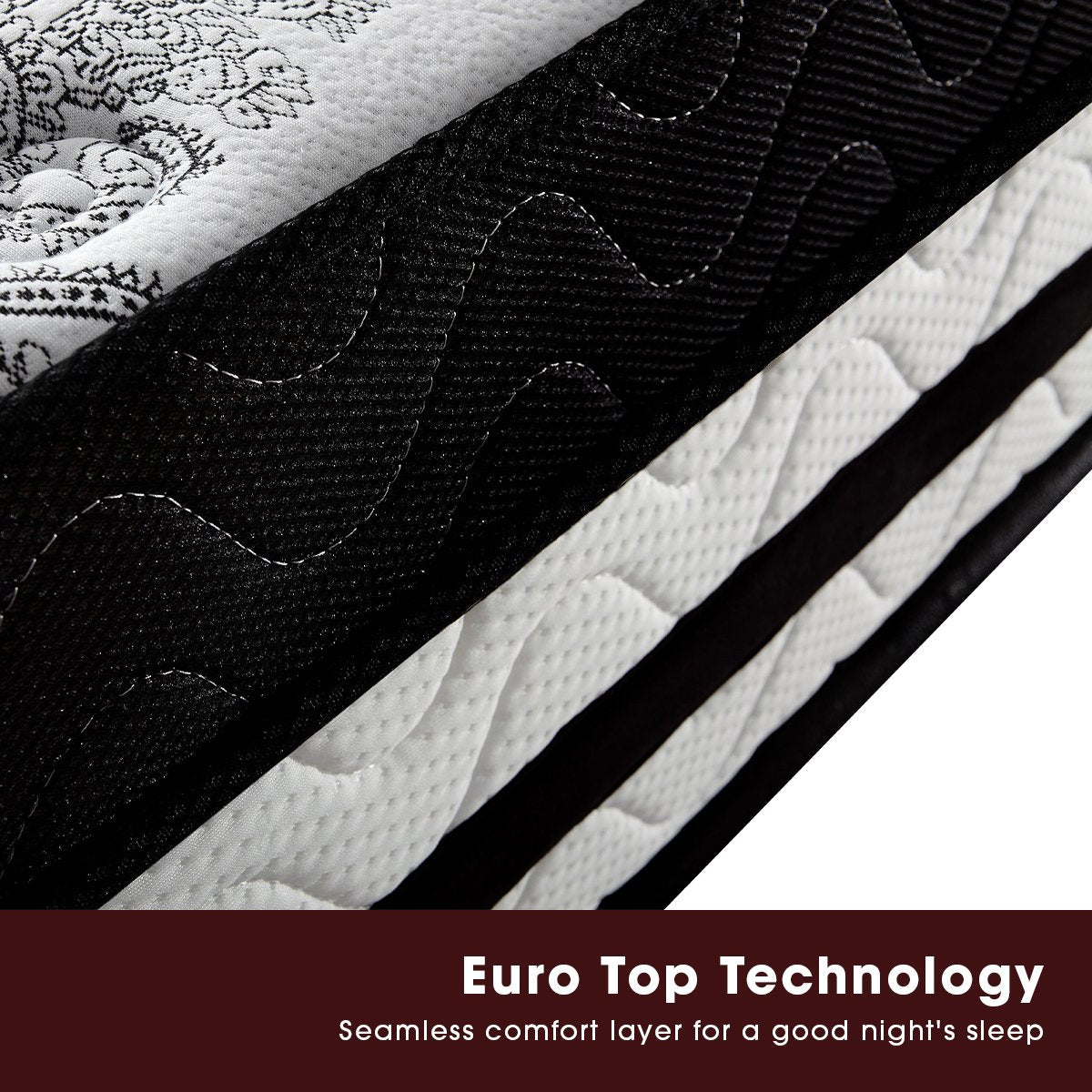 Laura Hill Queen Mattress Bed Size Euro Top 5 Zone Spring Foam 34cm Bedding