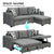 Sarantino Fontana Pullout Sofa Bed with Storage Chaise Lounge - Grey