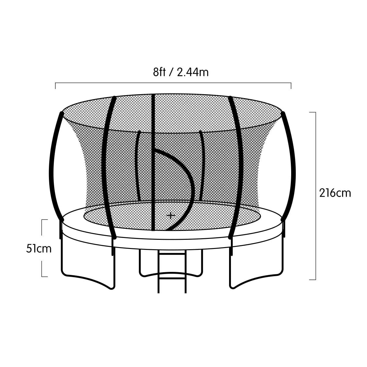 Kahuna 8ft Trampoline Free Ladder Spring Mat Net Safety Pad Cover Round Enclosure Green