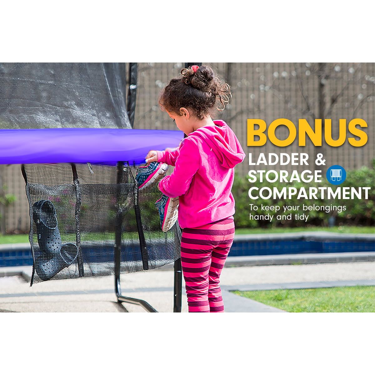 Kahuna 8ft Trampoline Free Ladder Spring Mat Net Safety Pad Cover Round Enclosure Purple