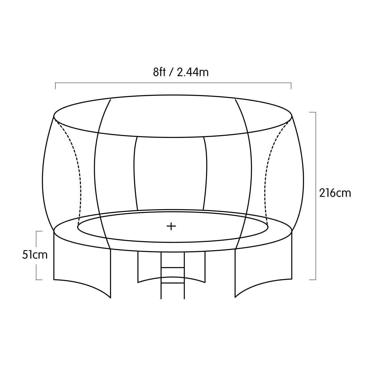 Kahuna 8ft Outdoor Rainbow Trampoline For Kids And Children Suited For Fitness Exercise Gymnastics With Safety Enclosure