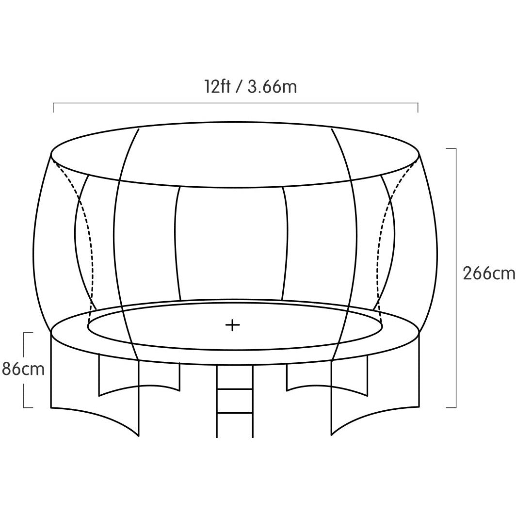 Kahuna 12ft Trampoline Free Ladder Spring Mat Net Safety Pad Cover Round Enclosure - Rainbow