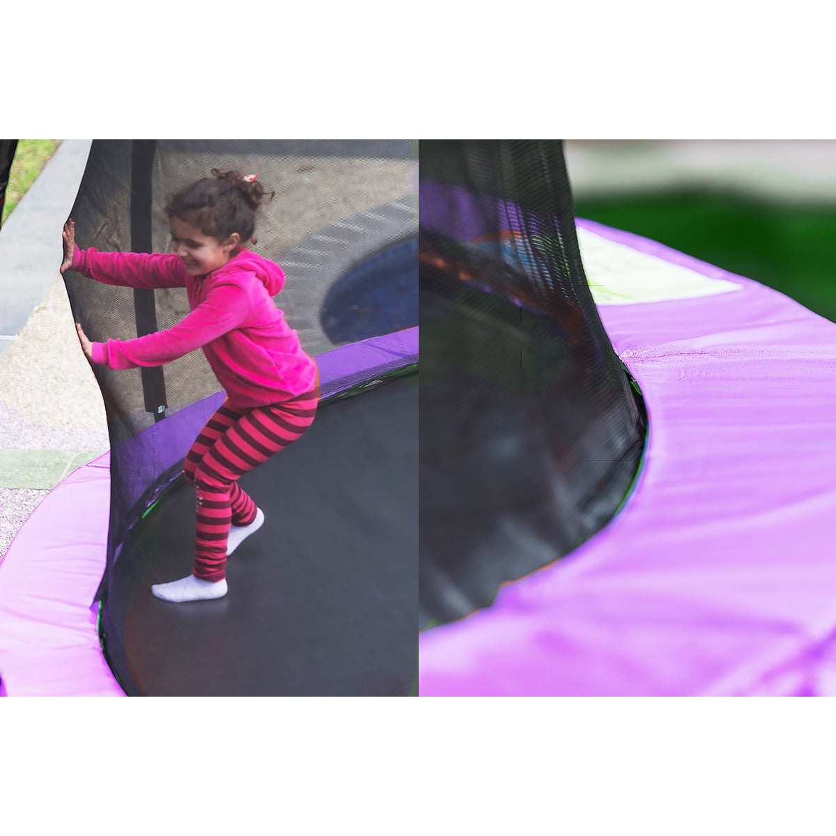 Kahuna 14ft Outdoor Trampoline Kids Children With Safety Enclosure Pad Mat Ladder Basketball Hoop Set - Purple