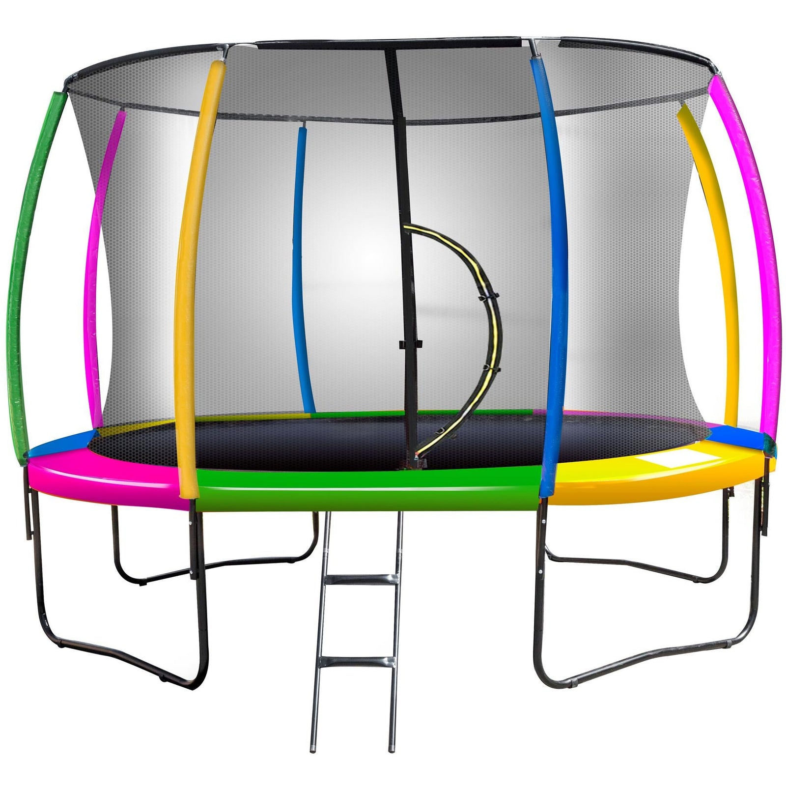 Kahuna 14ft Trampoline Free Ladder Spring Mat Net Safety Pad Cover Round Enclosure - Rainbow