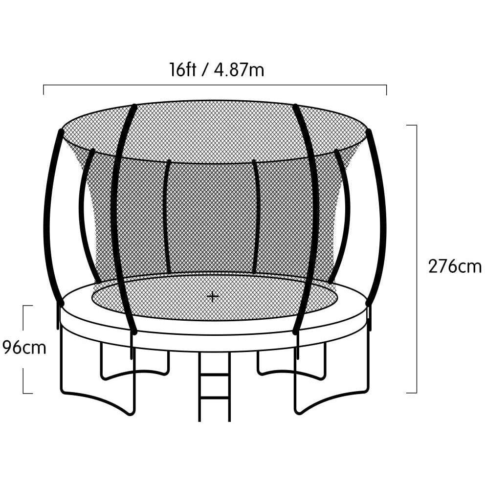 Kahuna 16ft Outdoor Trampoline Kids Children With Safety Enclosure Pad Mat Ladder Basketball Hoop Set - Blue