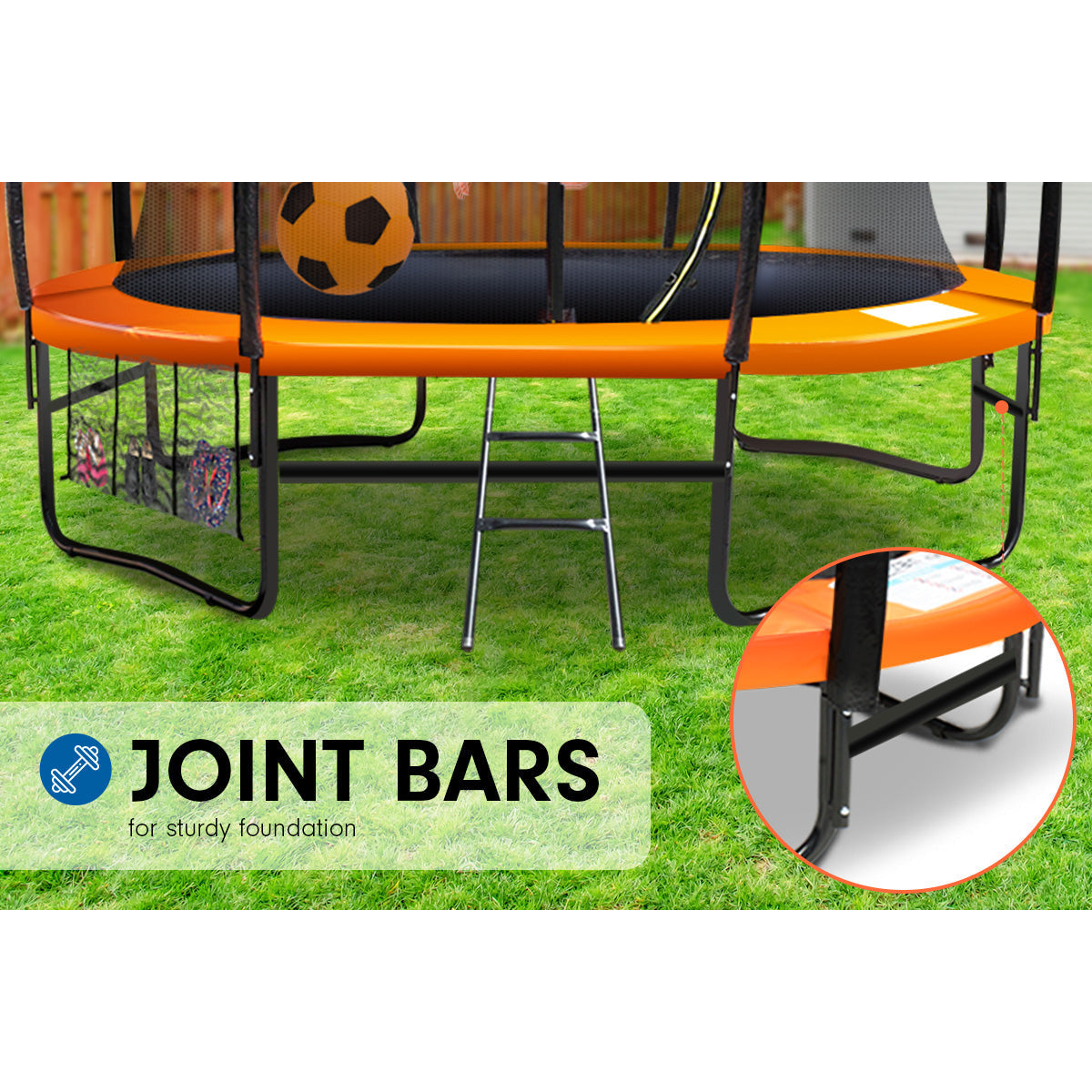 Kahuna 16ft Trampoline Free Ladder Spring Mat Net Safety Pad Cover Round Enclosure - Orange