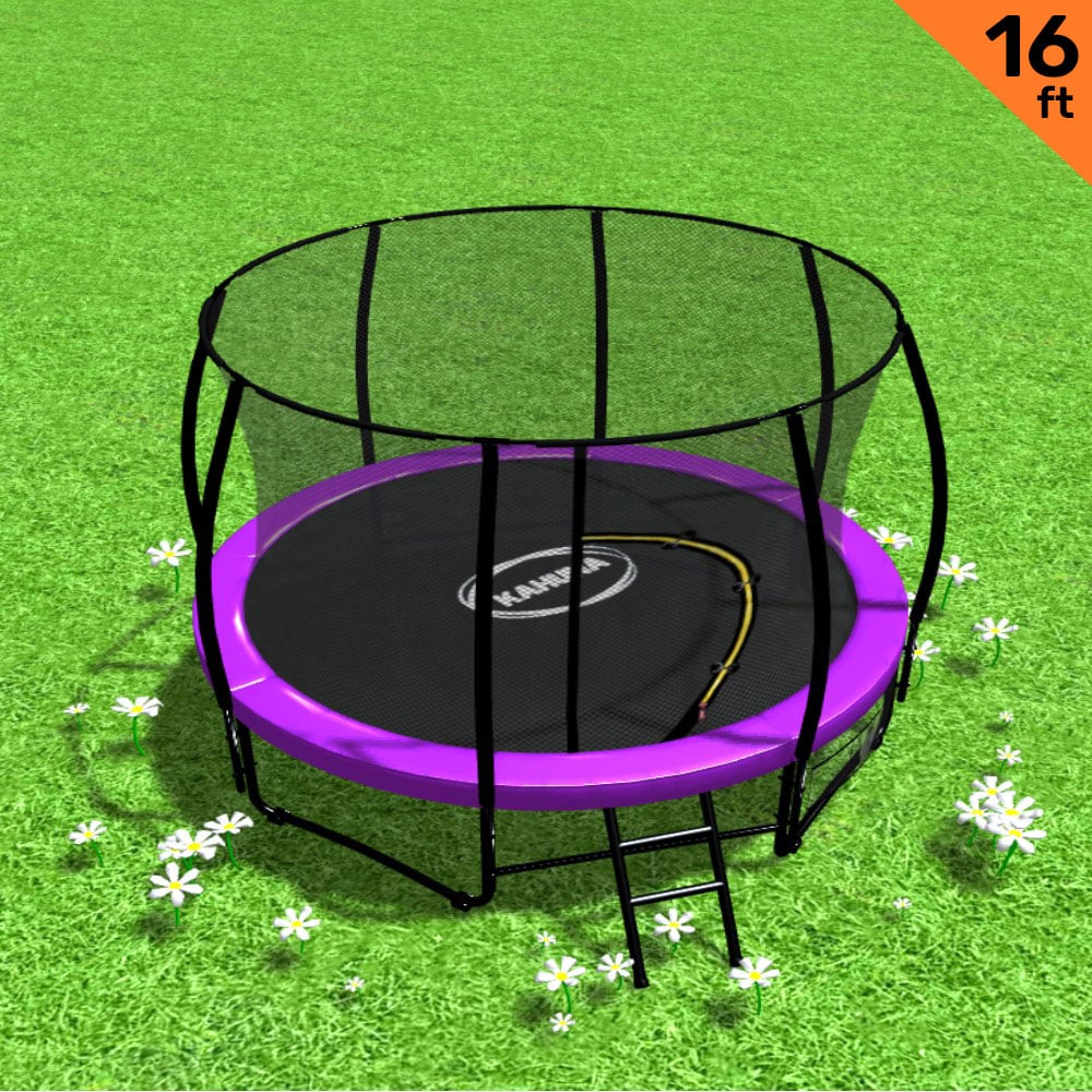 Kahuna 16ft Trampoline Free Ladder Spring Mat Net Safety Pad Cover Round Enclosure - Purple