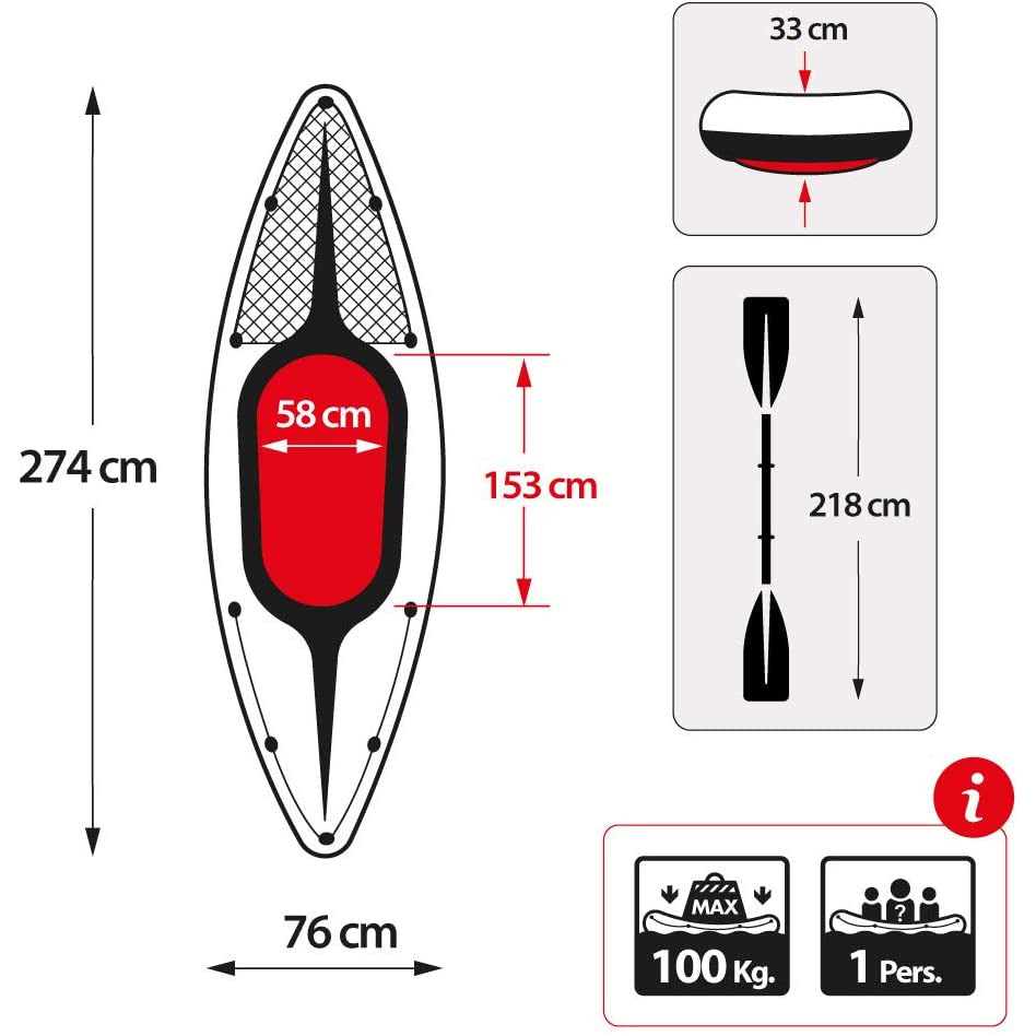Intex Sports Challenger K1 Inflatable Kayak 1 Seat Floating Boat Oars River Lake 68305NP