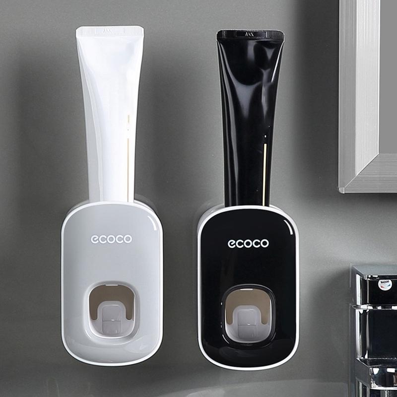 Ecoco Wall mount auto ands Free Toothpaste Dispenser Automatic Toothpaste Squeezer Bathroom Toothpaste Holder