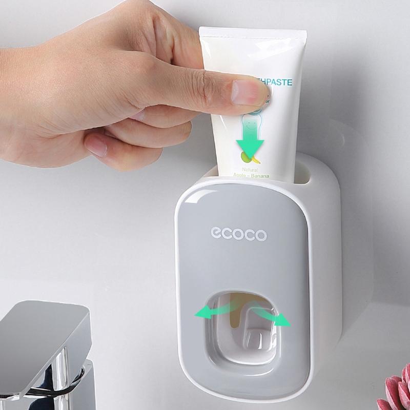 Ecoco Wall mount auto ands Free Toothpaste Dispenser Automatic Toothpaste Squeezer Bathroom Toothpaste Holder