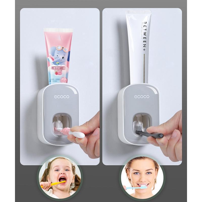 Ecoco Wall mount auto ands Free Toothpaste Dispenser Automatic Toothpaste Squeezer Bathroom Toothpaste Holder