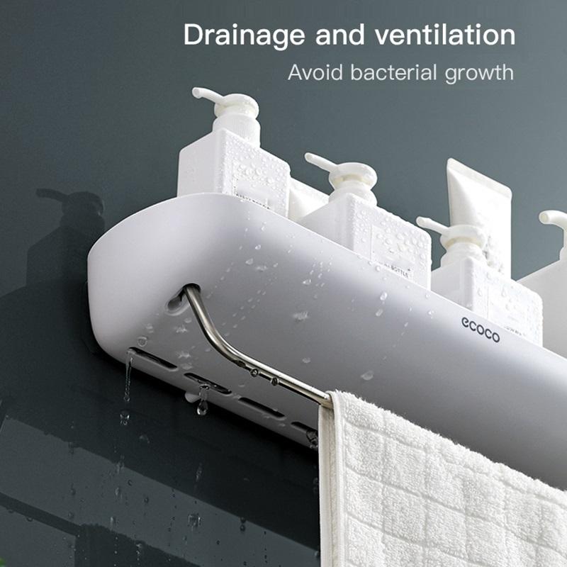 Bathroom Shelves Organizer Wall Mount Home Towel shelf Shampoo Rack With Towel Bar Storage Rack Bathroom Accessories