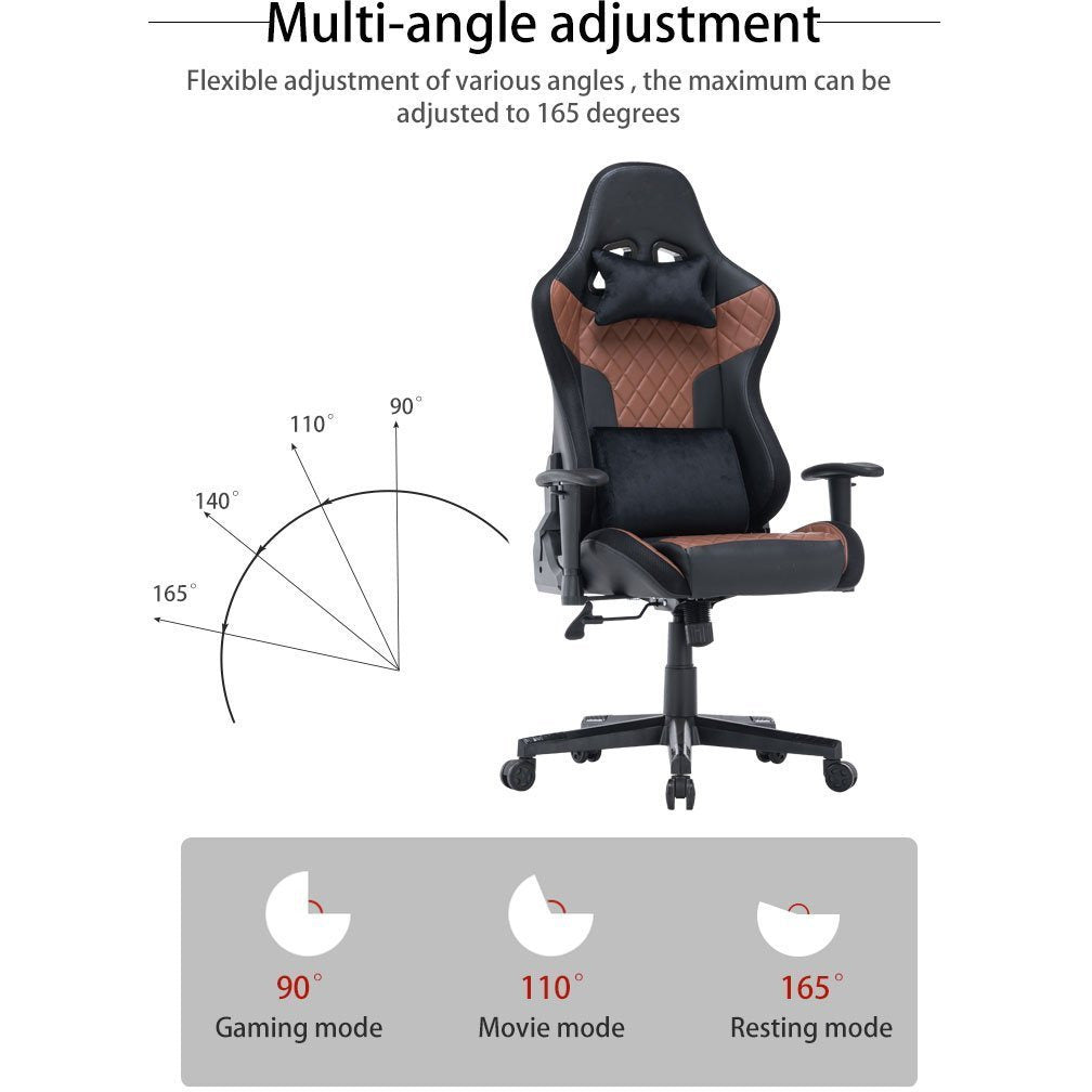 7 RGB Lights Bluetooth Speaker Gaming Chair Ergonomic Racing chair 165° Reclining Gaming Seat 4D Armrest Footrest Black