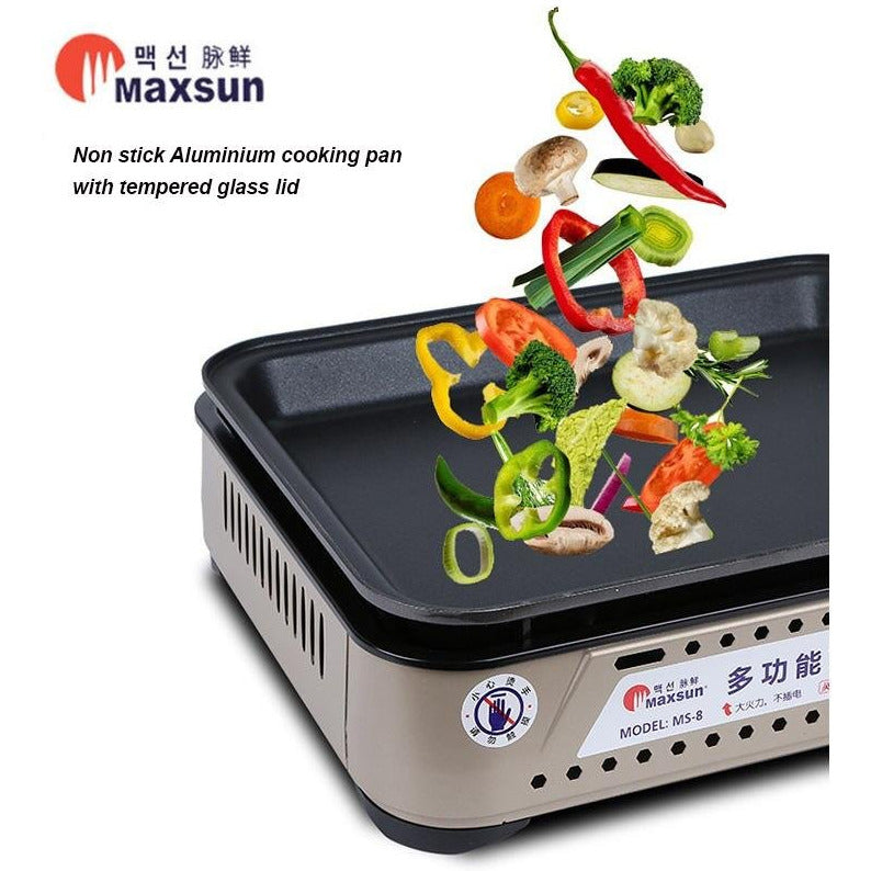 Portable Gas Burner Stove with Inset Non Stick Cooking Pan Cooker Butane Camping 35mm Cooking Pan