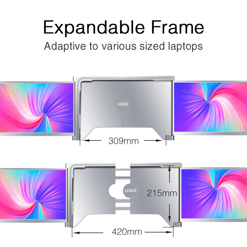 14 Inch FOPO Triple Portable Monitor 1080P FHD IPS Triple Monitor Laptop Screen Extender for 15"-17" Laptops