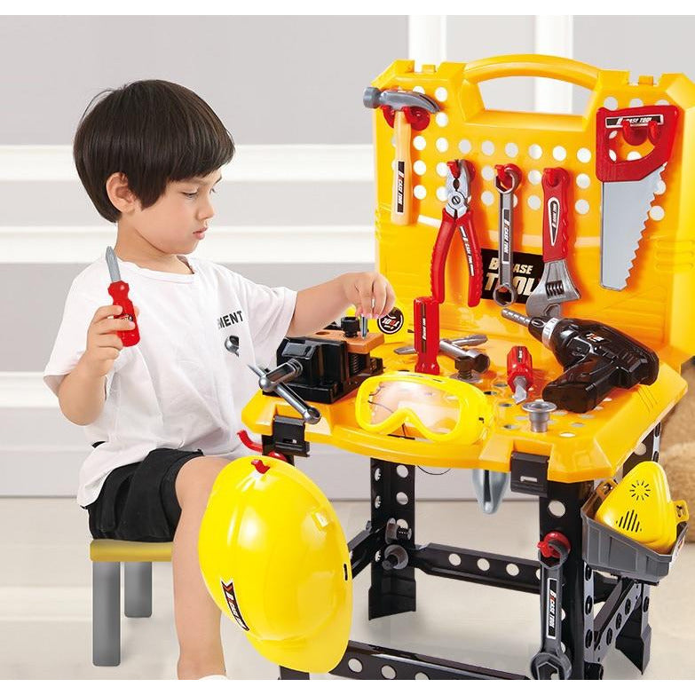 Toy Power Workbench, Kids Power Tool Bench Construction Set with Tools and Electric Drill