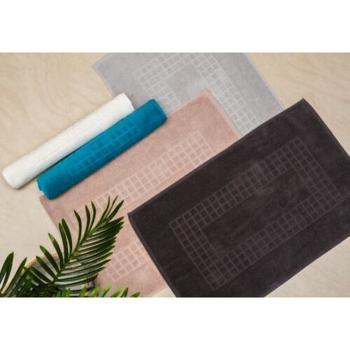 Microfiber Soft Non Slip Bath Mat Check Design (Cream)