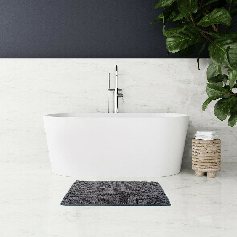 Microfiber Shower & Bathroom Bath Mat Non Slip Soft Pile Design (Dark Grey)