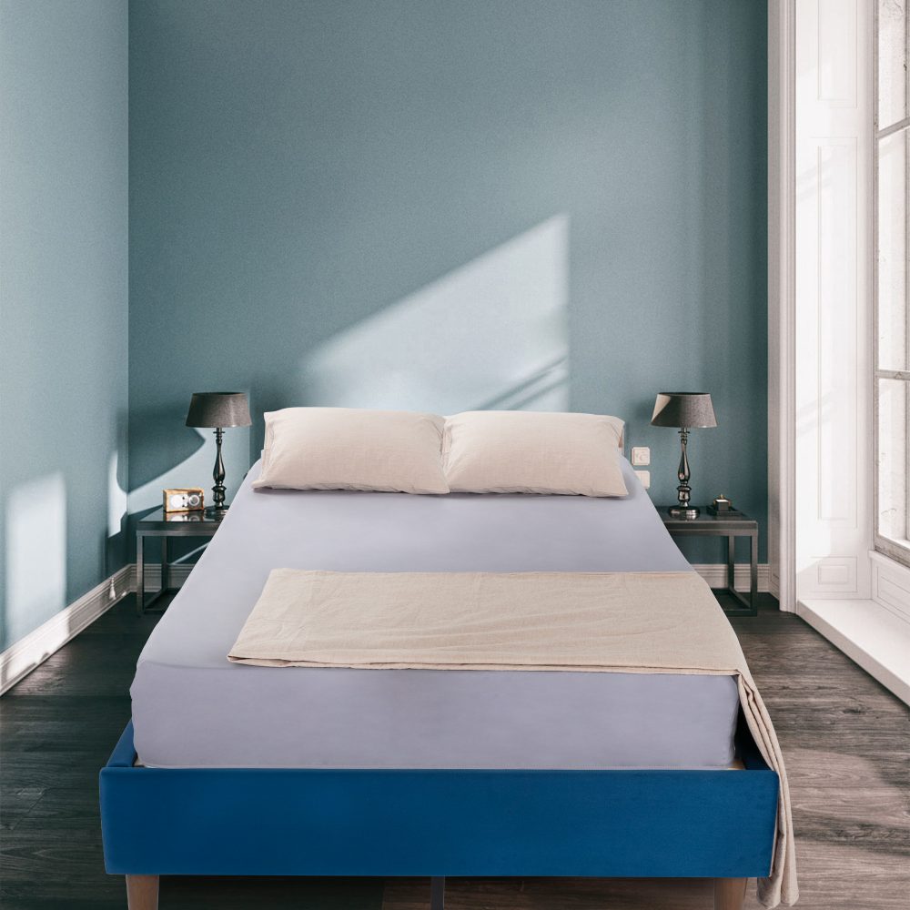 Velvet Blue Bed Frame &#8211; Queen