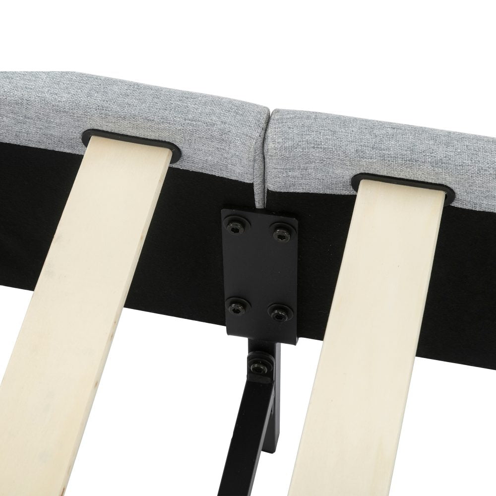Bedframe with Wooden Slats (Light Grey) – Double