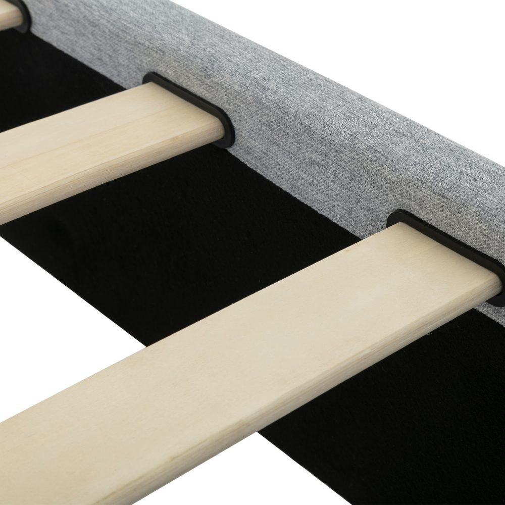 Bedframe with Wooden Slats (Light Grey) – Double