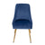 Viva Forever Set of 2 Blue Velvet Dining Chairs – Art Deco Design with Gold Metal Legs