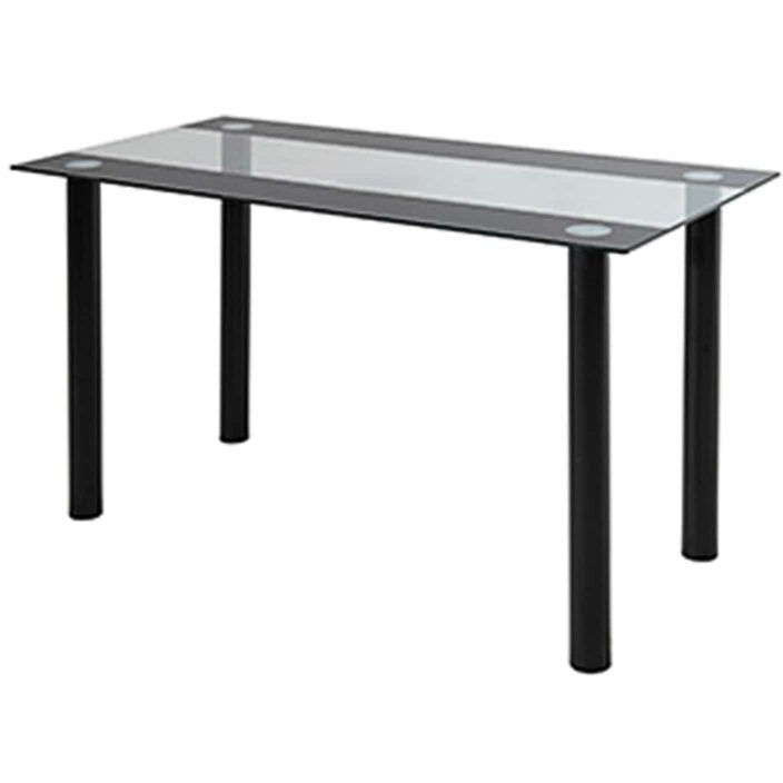 5PC Indoor Dining Table and Chairs Dinner Set Glass Leather Kitchen-Mix Black