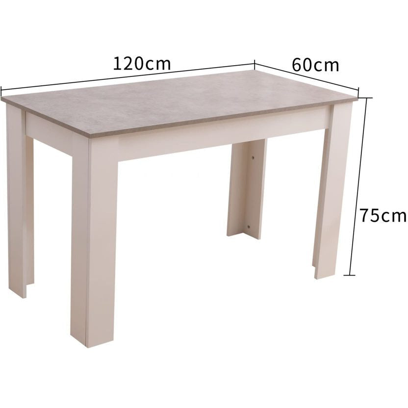 Dining Table Rectangular Wooden 120M-Grey & White