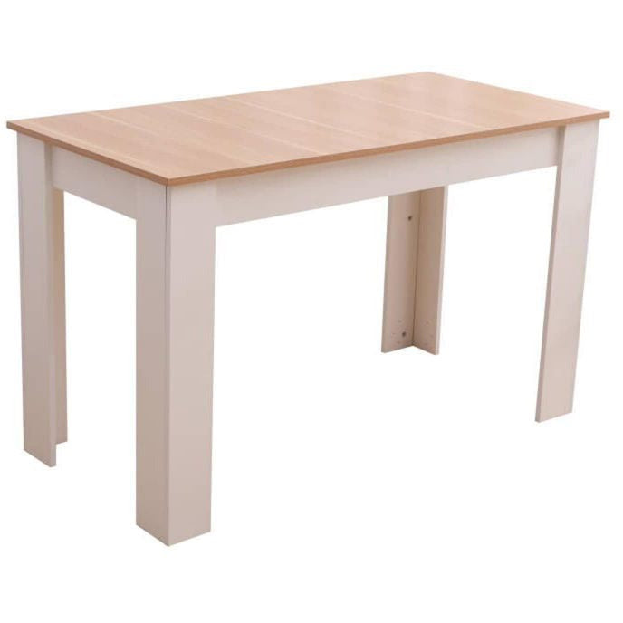 Dining Table Rectangular Wooden 120M-Wood &amp; White