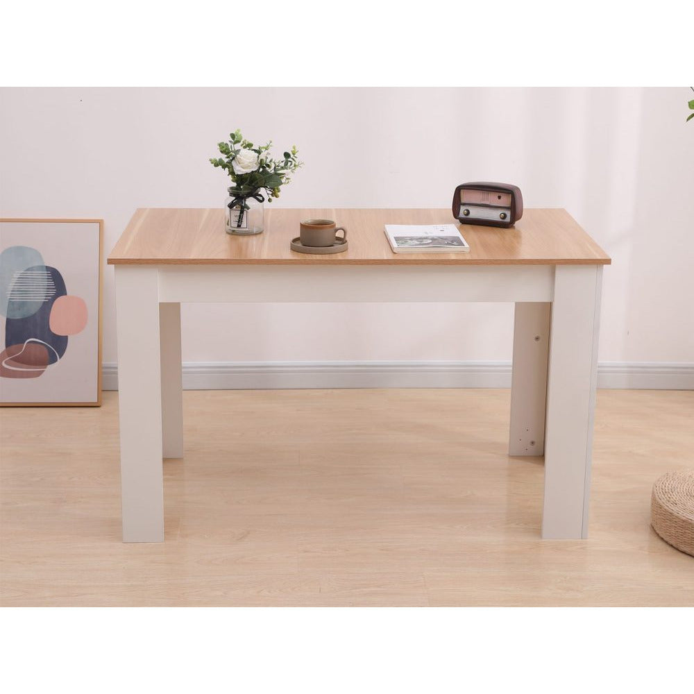 Dining Table Rectangular Wooden 120M-Wood & White