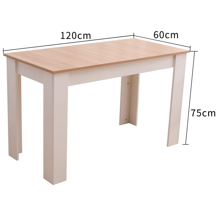 Dining Table Rectangular Wooden 120M-Wood & White