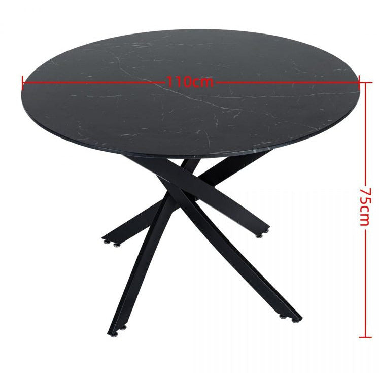 Round Marble-Effect Table - Black