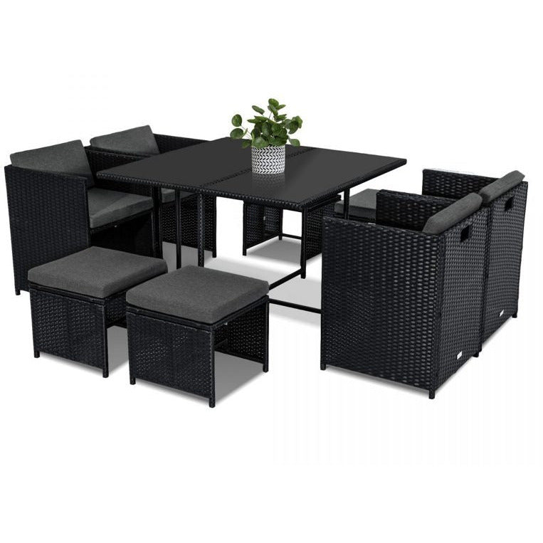 Horrocks 8 Seater Outdoor Dining Set - Black