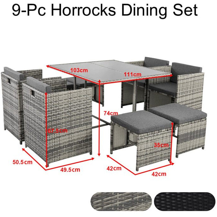 Horrocks 8 Seater Outdoor Dining Set - Grey
