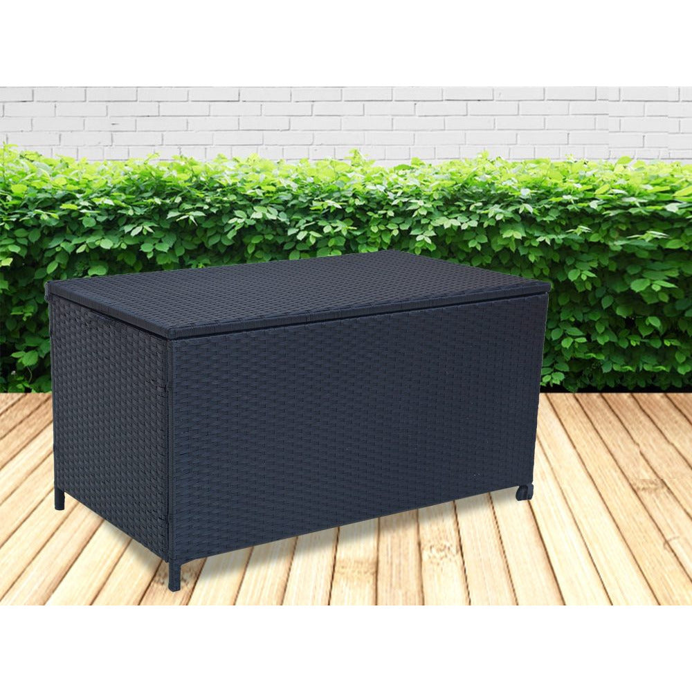 Outdoor PE Wicker Storage Box Garden 320L-Black