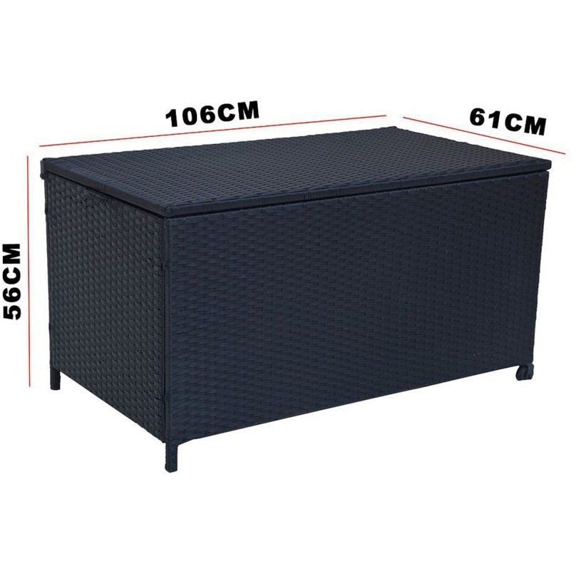 Outdoor PE Wicker Storage Box Garden 320L-Black