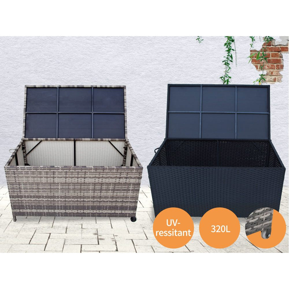 Outdoor PE Wicker Storage Box Garden 320L-Grey