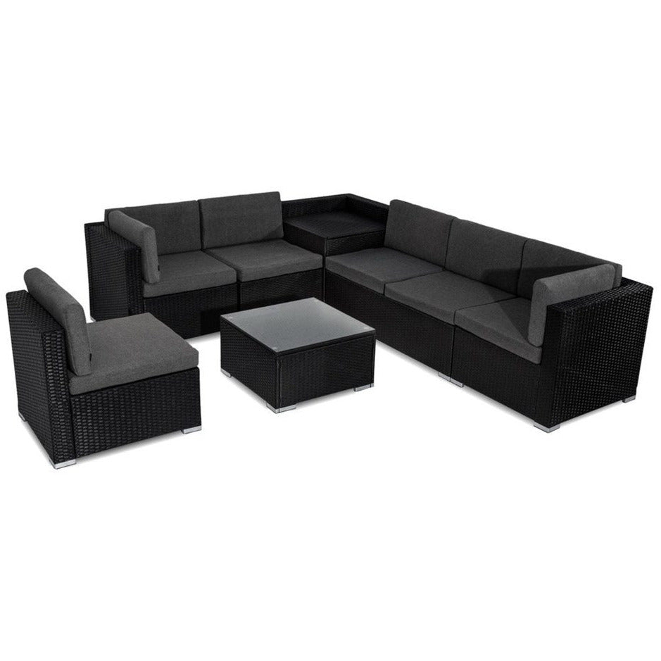 8PCS Outdoor Furniture Modular Lounge Sofa Lizard - Black