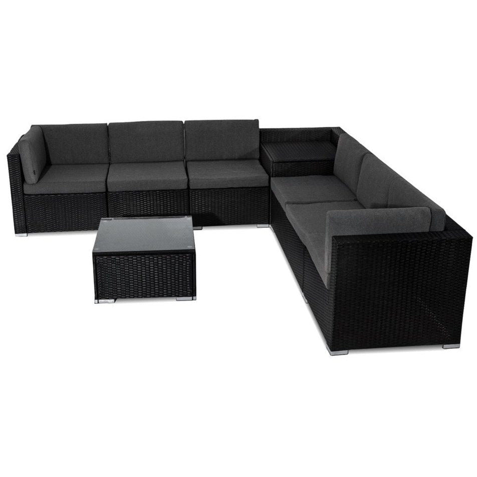 8PCS Outdoor Furniture Modular Lounge Sofa Lizard - Black
