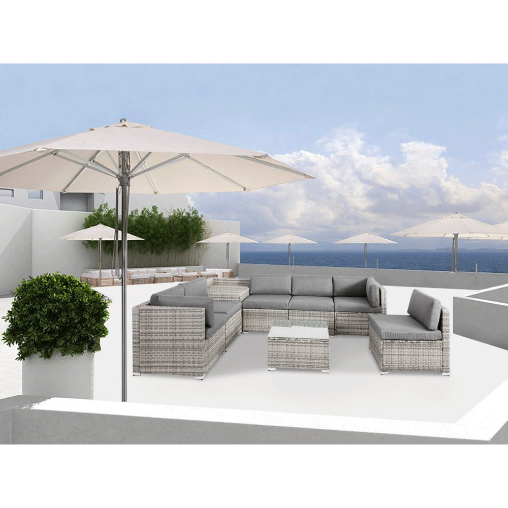 8PCS Outdoor Furniture Modular Lounge Sofa Lizard - Grey